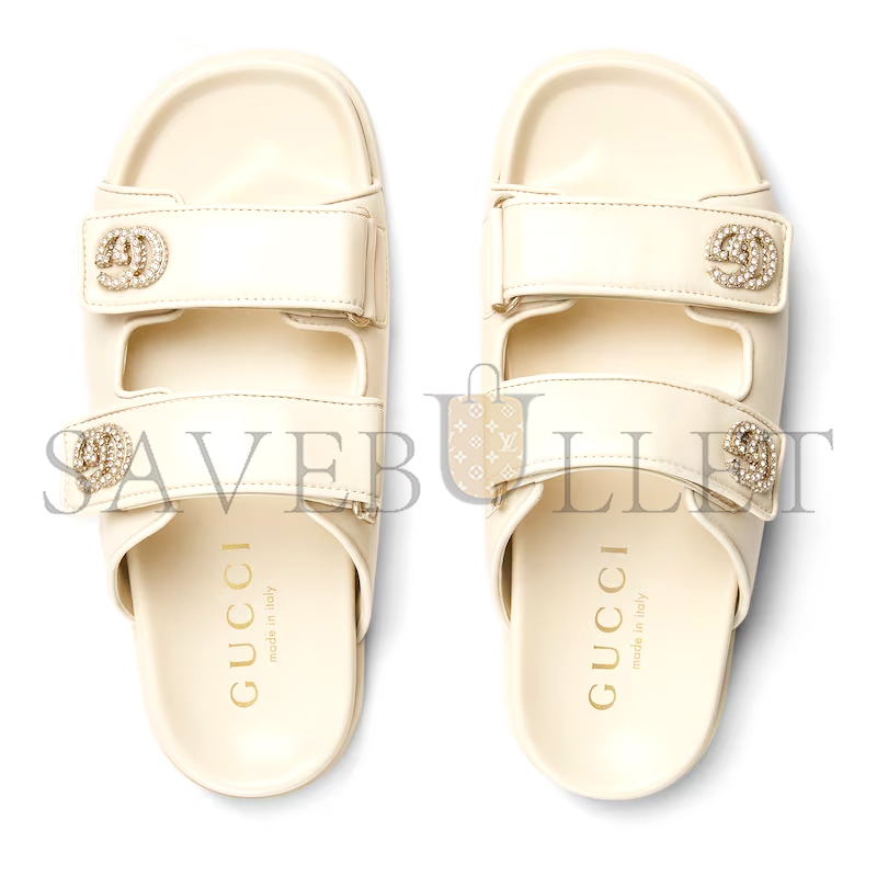 GUCCI WOMEN'S SANDAL WITH CRYSTAL DOUBLE G 816633